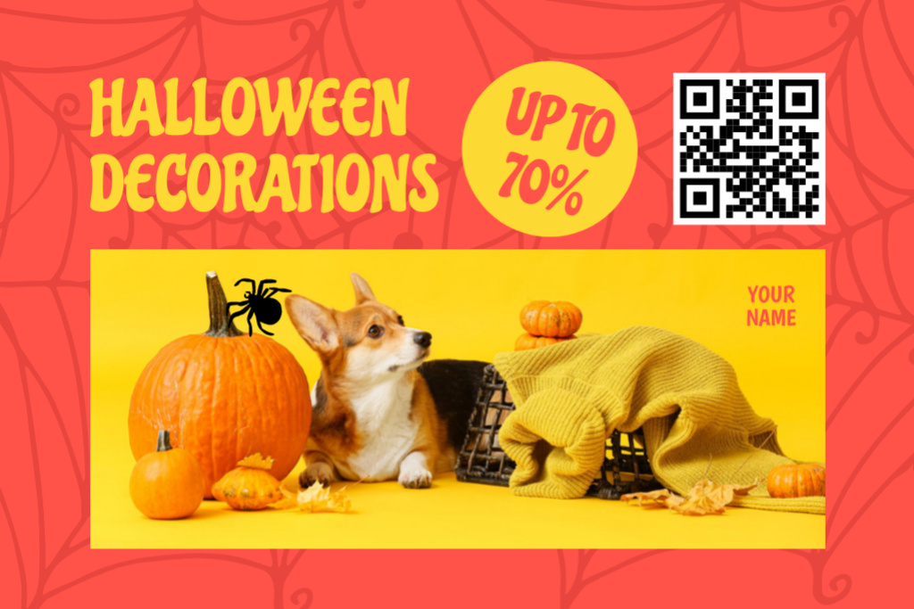 Modèle de visuel Halloween Decorations Offer - Label