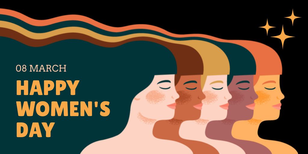 Beautiful Illustration of Diverse Women on Women's Day Twitter Modelo de Design