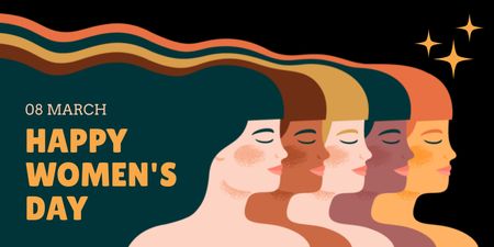 Designvorlage Schöne Illustration verschiedener Frauen am Frauentag für Twitter