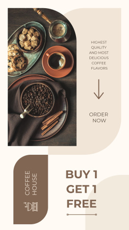 Template di design Dark Coffee with Brown Sugar Cubes and Cakes Instagram Story