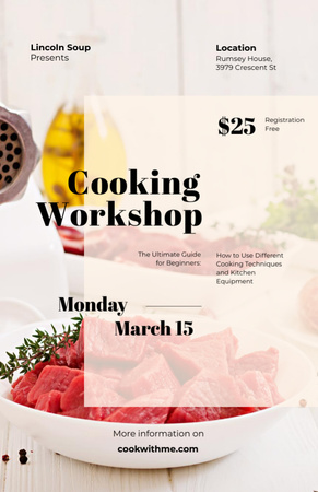Cooking Workshop With Raw Meat Invitation 5.5x8.5in Design Template