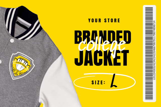 Branded College Jacket for Sale Label Modelo de Design