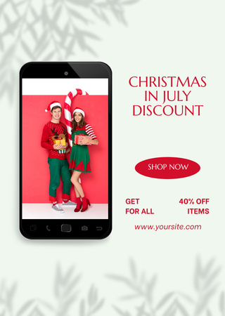 July Christmas Discount Announcement on White Flyer A6 Design Template