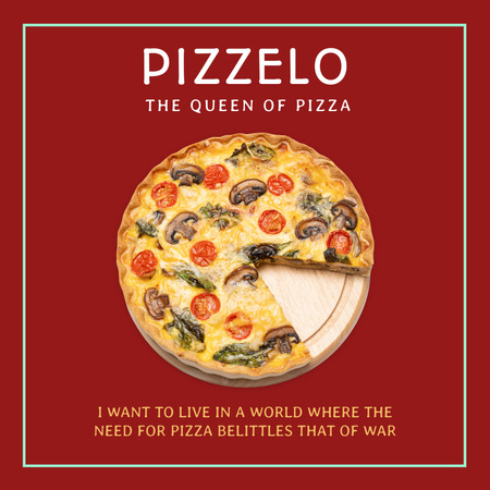 Puulauta maukkaalla pizzalla Instagram Design Template