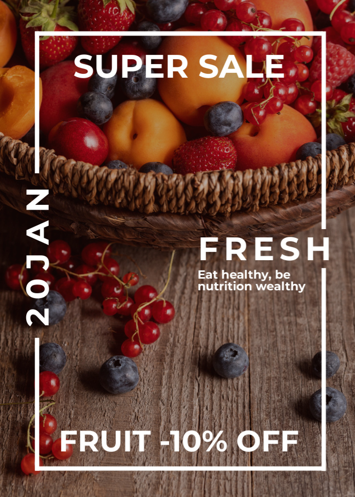 Sale Offer For Juicy Fruits And Berries Flayer Šablona návrhu