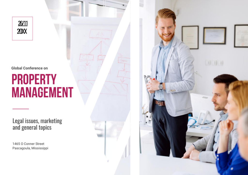 Property Management Conference Announcement Flyer A5 Horizontal Design Template