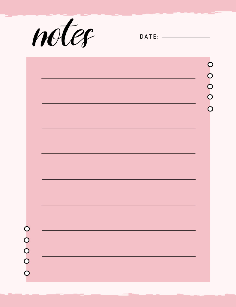 Designvorlage Daily Notes Sheet in Pink für Notepad 107x139mm