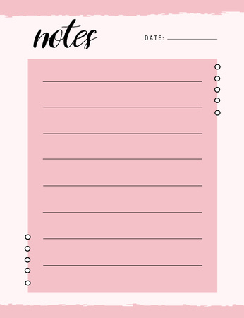 Daily Notes Sheet in Pink Notepad 107x139mm Design Template