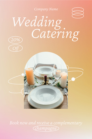 Designvorlage Dienstleistungen von Hochzeits-Catering mit festlichen Tellern für Pinterest