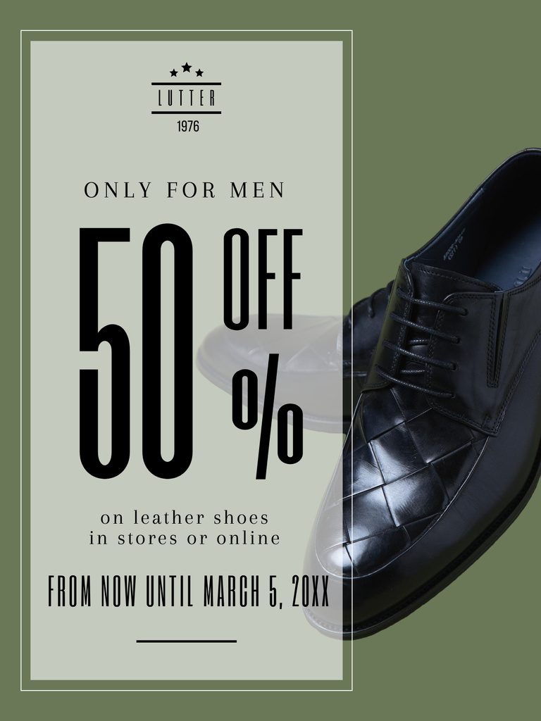 Fashion Sale Stylish Male Shoes Poster US Šablona návrhu