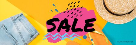 Sale bright Offer with Summer Outfit Email header Design Template
