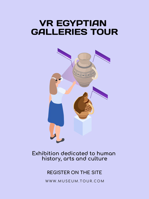 Virtual Egyptian Gallery Tour Announcement with Woman Poster 36x48in tervezősablon
