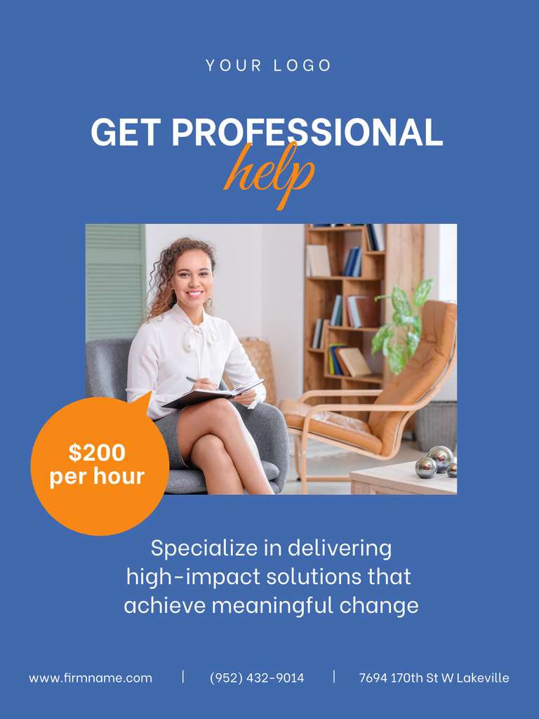 Professional Psychological Help Service Poster 36x48inデザインテンプレート