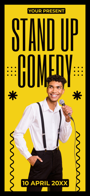 Side-splitting Stand-up Show Ad with Young Performer Snapchat Geofilter Πρότυπο σχεδίασης