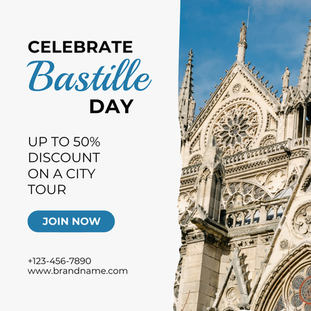 Celebrate Bastille Day,instagram post design Instagram Design Template