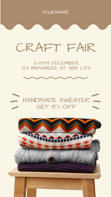 Discount Announcement for Handmade Sweaters Instagram Story Tasarım Şablonu