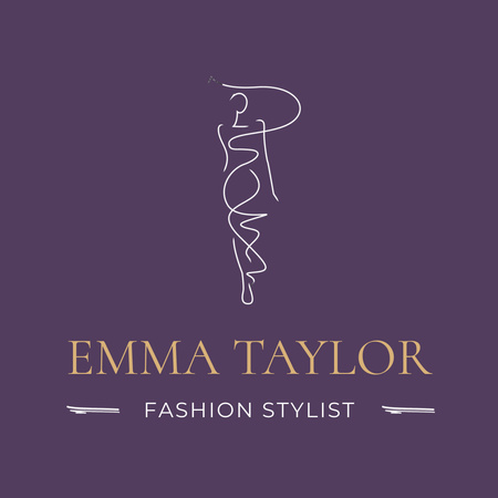 Divat-stylist promóció lila színben pózolt modellel Animated Logo tervezősablon