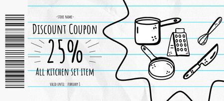 Kitchen Sets Sale Doodle Coupon 3.75x8.25in Design Template