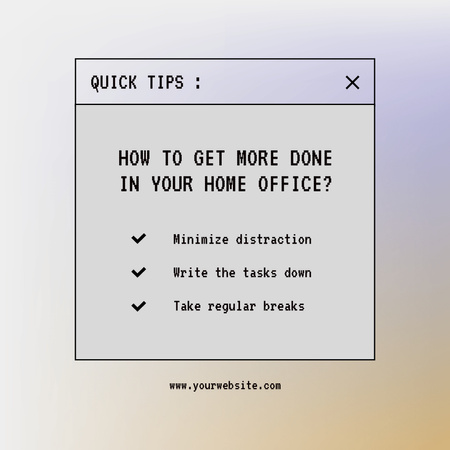 Tips to Be Productive in Home Office Instagram Πρότυπο σχεδίασης