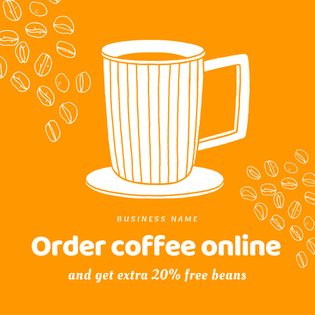 Roasted Coffee Beans with Cup of Coffee Animated Post Design Template