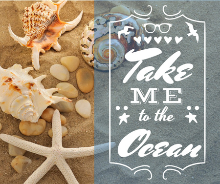 Travel inspiration with Shells on Sand Facebook Design Template