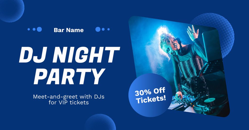 Designvorlage Discount on Tickets for DJ Night Party für Facebook AD