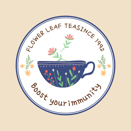 Flower Leaf Tea  Logo Design Template