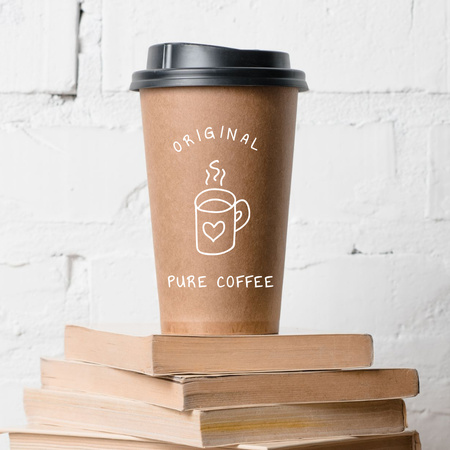 Coffee Cup with Original Coffee Logo Design Template