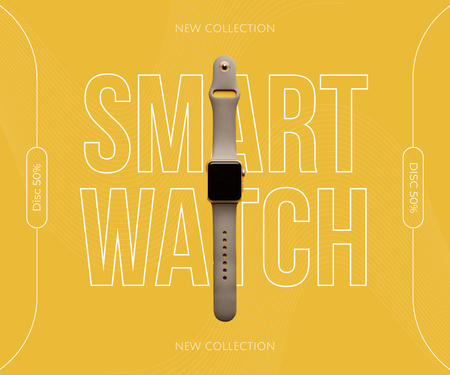 Offer Discounts on Smart Watches on Orange Large Rectangle Design Template