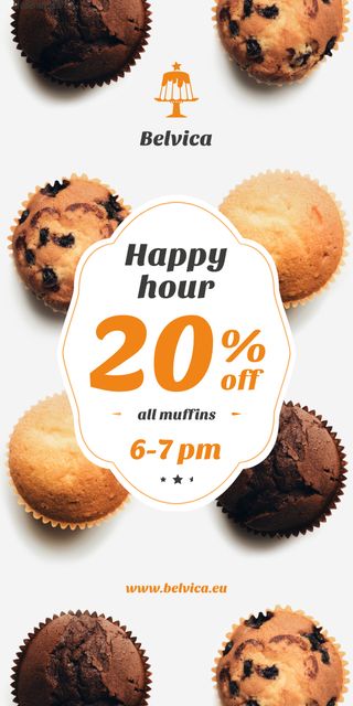 Happy Hour Sale Variety of Muffins Graphic Modelo de Design