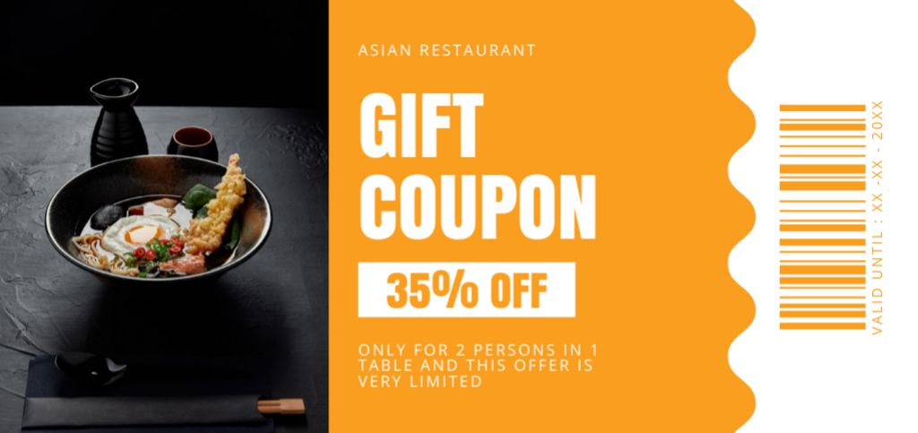 Discount Voucher from Asian Restaurant Coupon Din Large Modelo de Design