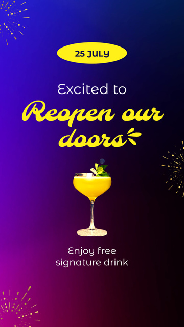Plantilla de diseño de Stunning Reopening Event With Free Drink In July TikTok Video 
