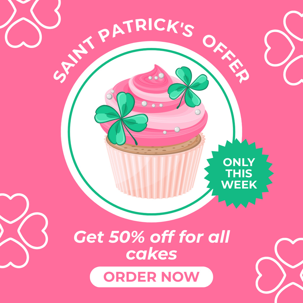 Ontwerpsjabloon van Instagram van Offer Discount on All St. Patrick's Day Cakes
