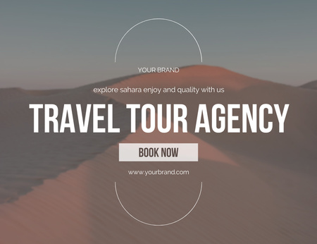 Tour Offer by Travel Agency with Desert and Sand-Dunes Thank You Card 5.5x4in Horizontal Design Template