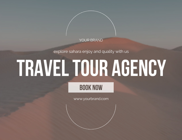 Tour Offer with Desert on Background Thank You Card 5.5x4in Horizontal Design Template