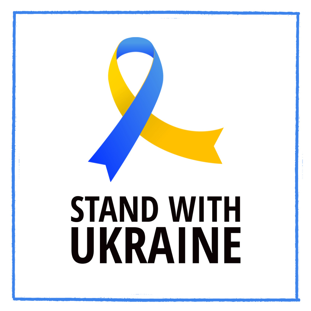 Stand with Ukraine Phrase with Ribbon Instagram tervezősablon