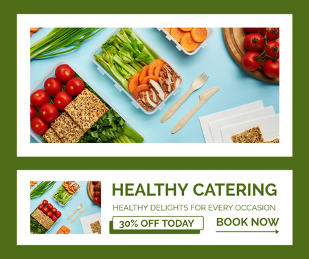 Plantilla de diseño de Descuento del Día en Platos de Catering para una Alimentación Saludable Facebook 
