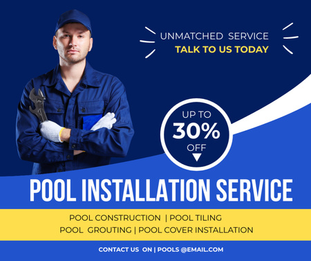 Designvorlage Offer Discounts on Pool Installation Services für Facebook