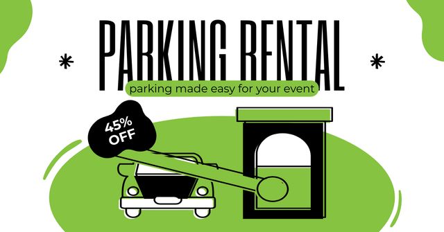 Discount on Rental Parking on Green Facebook AD Design Template