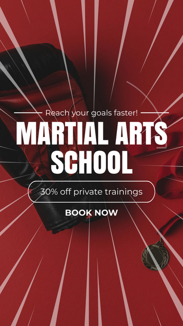 Designvorlage Discount For Private Training In Martial Arts School für Instagram Video Story
