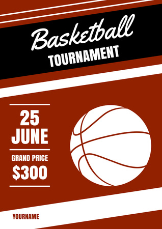 Basketball Game Announcement with Sports Ball Poster Design Template