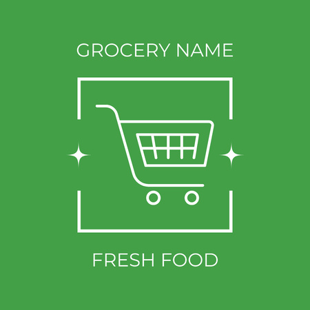 Shopping in Grocery Store Green Animated Logo Design Template