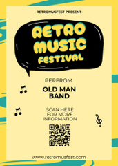 Retro Music Festival Announcement with Vintage Player