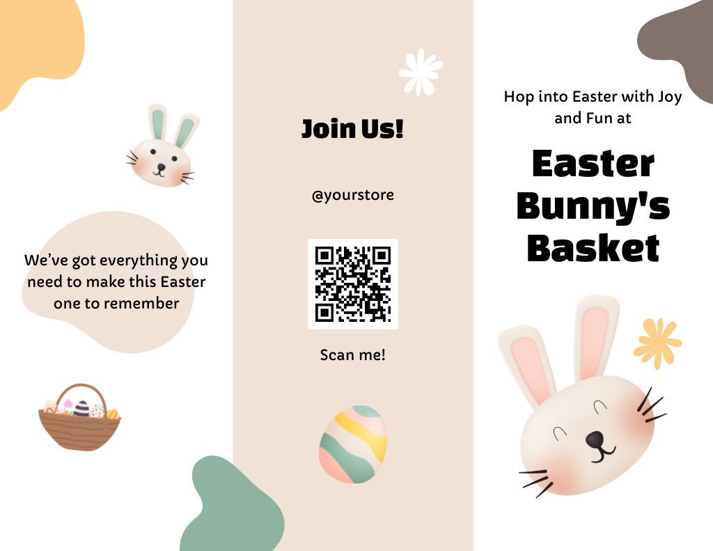 Easter Celebration Announcement with Cute Cartoon Bunnies Brochure 8.5x11in Tasarım Şablonu