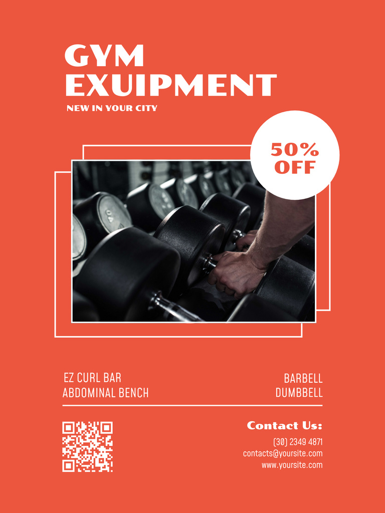 Gym Equipment Discount Offer Poster USデザインテンプレート