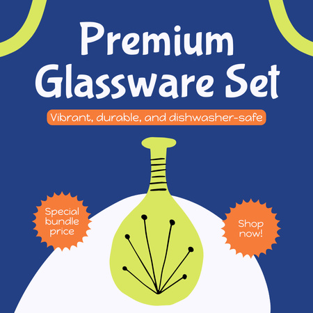 Набор стеклянной посуды премиум-класса для домашнего интерьера Animated Post – шаблон для дизайна