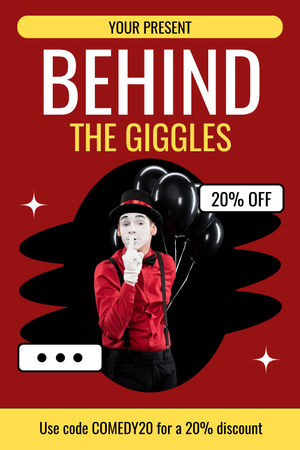 Discount Offer on Comedy Show Tickets Pinterest Design Template