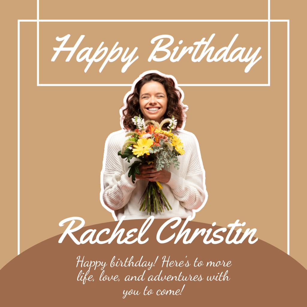 Template di design Birthday Greeting to a Woman on Beige Instagram