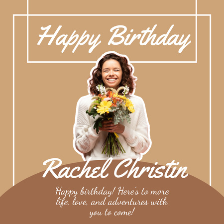 Birthday Greeting to a Woman on Beige Instagram Design Template