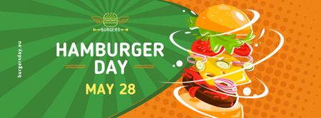 Hamburger Day Putting together cheeseburger layers Facebook cover Design Template
